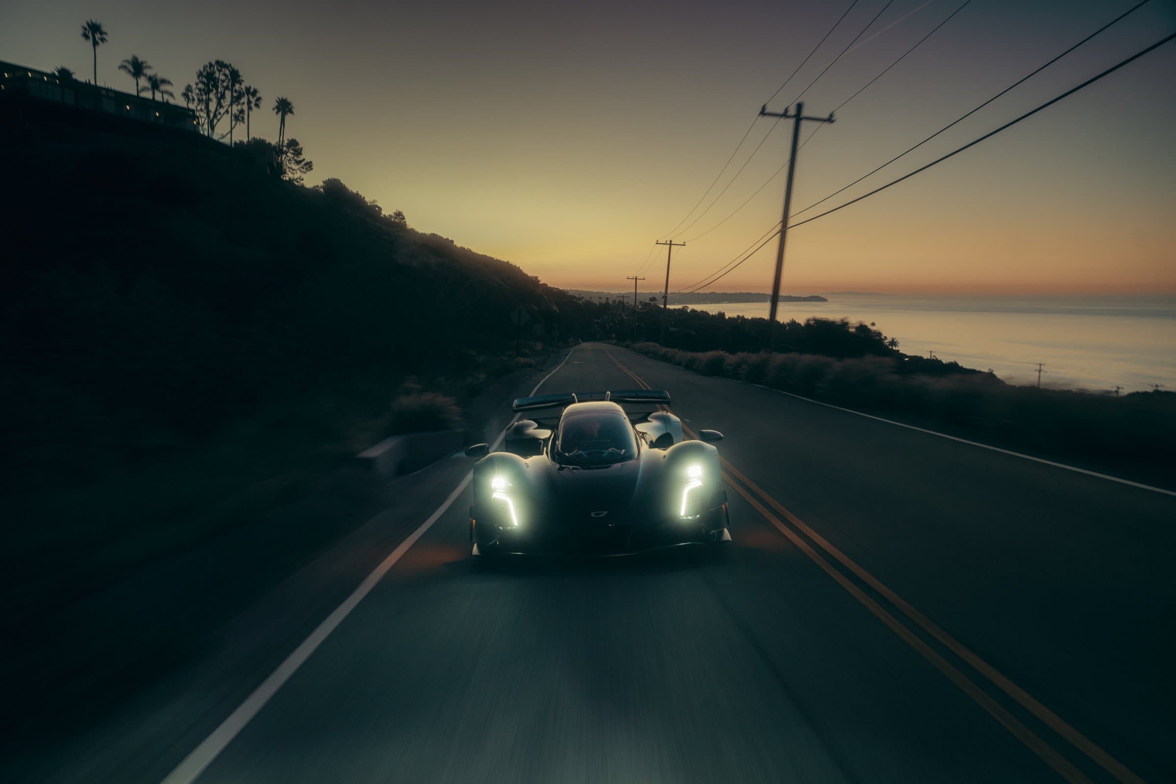 Czinger 21C headlights at dusk