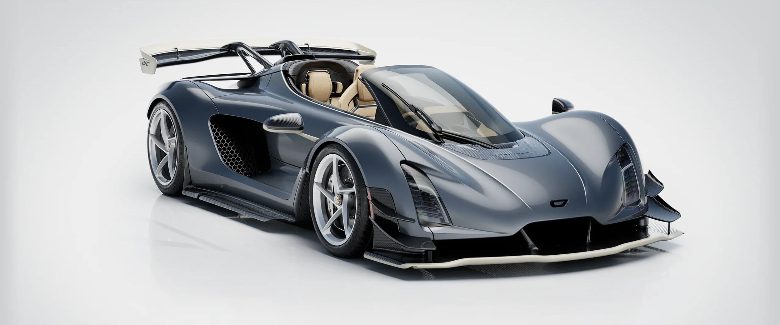21C Spyder in Miramar slate with a Buttermilk interior